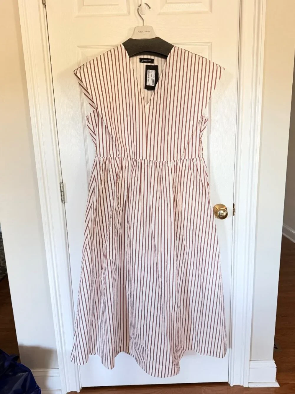 Fabiana Filippi NWT Italian Cotton Stripe Maxi Dress Beaded Shoulder IT 48 US 12 - Picture 3 of 16